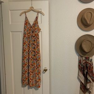 UO Amber Button-down Linen Midi Dress